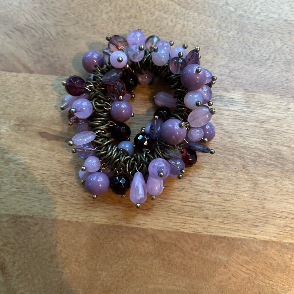 Glass beads violet bracelet - Picture 6 of 6